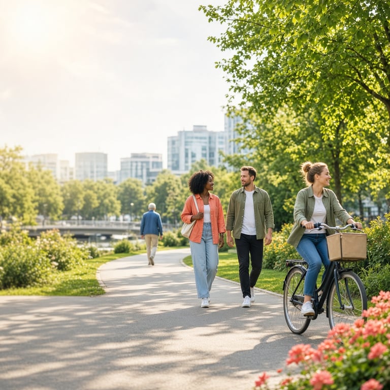 Diverse volwassenen bewegen samen in een Nederlands stadspark
